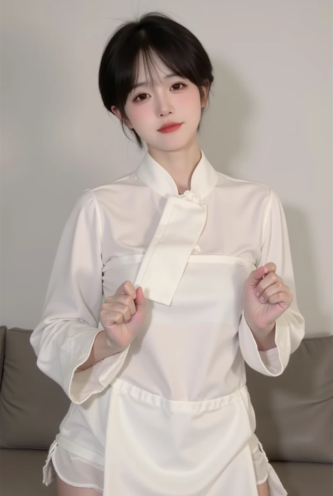 (8K、RAW Photos、Highest quality、masterpiece:1.2)、(Realistic、Realistic)、1 girl、((Office Lady Suits:1.5、Large Breasts、Full body from the front、Pictures for men to masturbate to))、Lots of eyelashes、Glowing eyelids、skeletally correct、smile