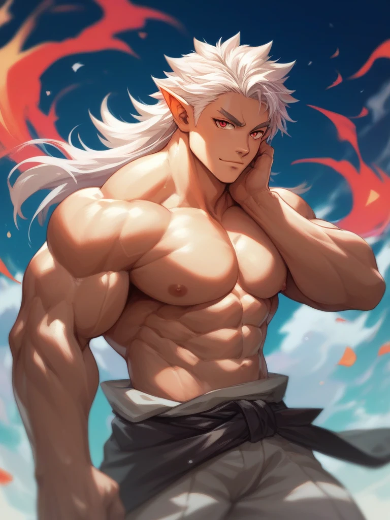 1 muscular guy. White hair . represents the wind element