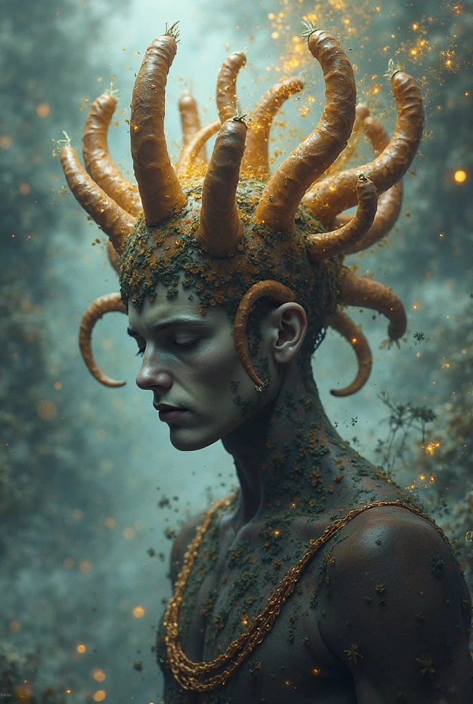 Snailed humanoid, mollusk humanoid, Homunculus, alchemy, chemistry, strange, trending on artstation, hyperrealism, james jean