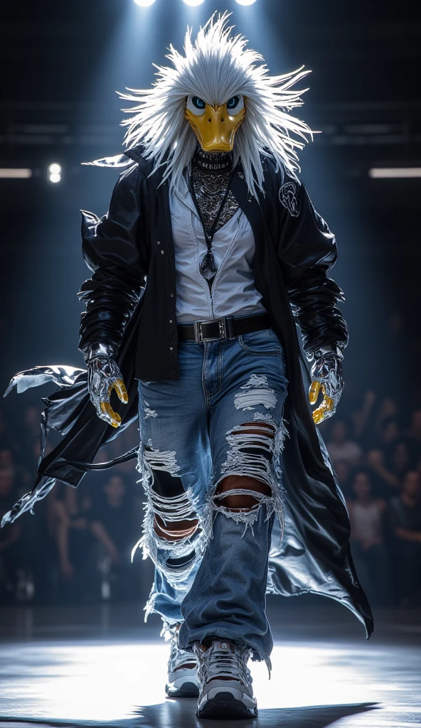 fully man surrounded by ice crystals fully clothed s with lots off vvs jewlery a wearing louis vuitton designer hip hop drip