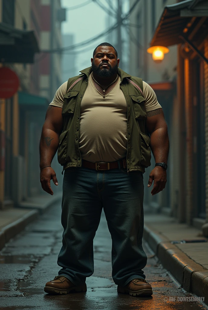 create an obese black male survivor with an ak47 in raccon city