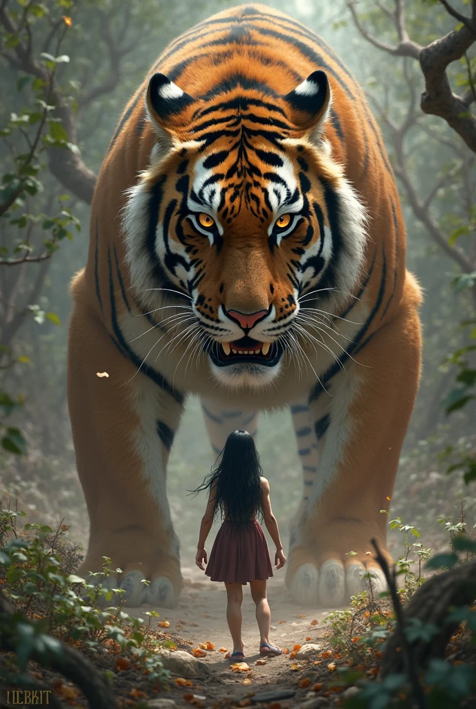 A giant wild saber-toothed tiger protects a beautiful primitive cyberpunk girl The girl hugs the tiger.
(Master parts: 1.5) (photorrealistic: 1.1) (bokeh) (Best quality) (The skin、pores、Detailed texture of hair: 1.1) (complex) (8k) (hdr) (Wallpapers) (Cinematic lighting) (sharp focus )  cyberpunk style