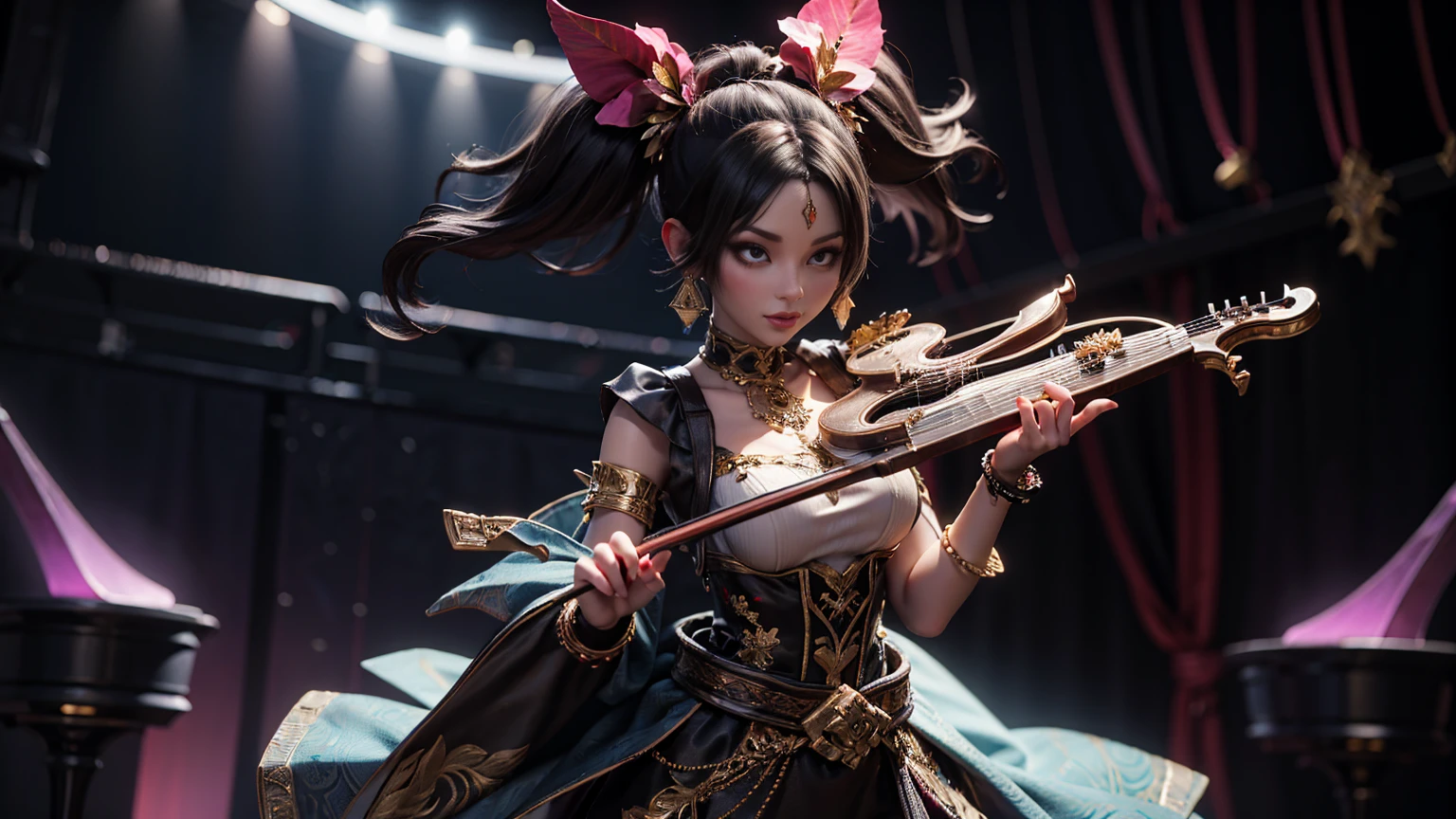 (highres:1.2), vivid colors, sharp focus, ultra-detailed, professional, physically-based rendering, portraits: A girl with beautiful detailed eyes and lips stands in the center of the image. Her face is extremely detailed, with long eyelashes and light makeup. She has a slim face and a slim waist. Her long pink hair is styled with curtain bangs adorned with roses. Her eyelashes and eyebrows are also white, creating a unique and ethereal look. Her lips are pink, and her eyes are a light blue color, adding a touch of softness to her overall appearance.
The girl is wearing a Victorian-style dress in white, which adds a classic and elegant element to the composition. She is also wearing a white corset, accentuating her waist even more. Her hair is adorned with pearls, and she has pearls around her neck and wrist, adding a touch of luxury and sophistication. Despite the detailed description, her breasts are small, but she has an ample figure with big hips, thighs, and ass, she has angel wings .
The image is of the best quality, with a 4k resolution and high level of detail. The colors are vivid, and the image has a sharp focus. The rendering is done professionally, using physically-based techniques to create a realistic and lifelike appearance. The overall style of the image is portraits, focusing on capturing the beauty and details of the girl's face and features. The lighting is carefully designed to enhance the facial features and create a sense of depth in the image.