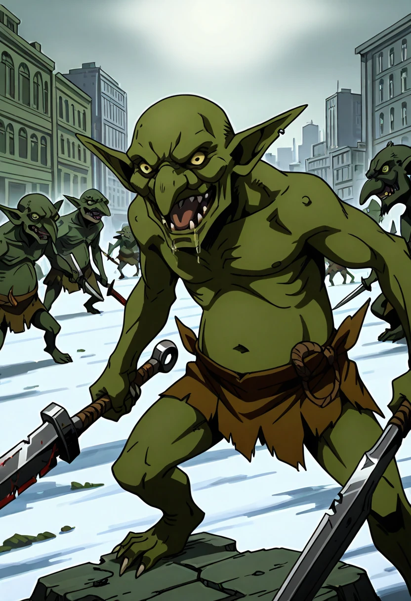 A crew of goblins riot, mess, fight,