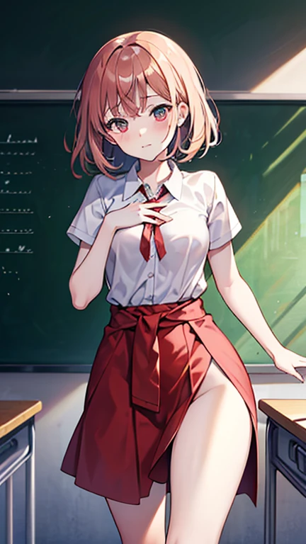 A high school girl taking a class naked in the classroom