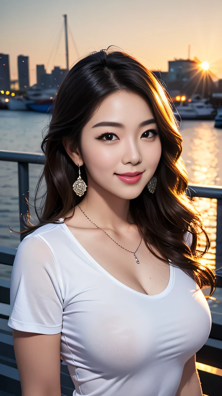 ((highest quality, 8k, masterpiece, Portraiture: 1.3)), (Observe the audience), (Full Shot:0.85), 魅力的なMature Woman, 1 person, Light brown semi-long hair、 Swimsuit, ((Big Tits 1.1)) (Large pelvis:0.6), president',Good posture、(((Mature Woman))), (((56 years old)))A sunny afternoon、A gentle smile、A gaze that seduces viewers、In the outdoor pool、Outdoor Pool、Open、