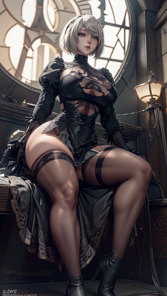 ((best quality)), ((masterpiece)), (detailed), perfect face, (((Big tits))), hot young curvy girl, black lava outfit, stocking, black latex slime, beautyful face, high heels, (( long length hair)), ((detailed eyes)), lightning in the background, ((dark horror castle in the background, ((lace thigh fix), garter belts (((the clothes melt off her))), (((black paint splattered on it))), (flying dragon in a background), black damaged corset, ((her clothes were torn in several places))), high heels boots,white latex lingerie, (nun costume), (((he wearing a black venom face mask))), venom, black dark venom, ((black lacy brassiere)), perfect detailed , (detailed eyes), ((crossed legs)), (((platform high heels boots))), hot long legs, ((full body)), hot ass, ((it is photographed from side and above)), (sitting a chair), ((crossed legs)), ((fullbody)), latex, erotic pose, boob, big , red corset, (((large fishnet stockings)))