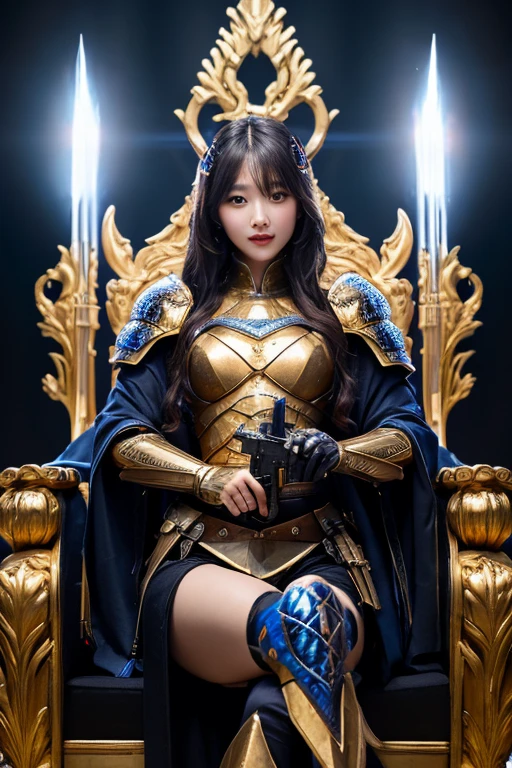 ((World of Darkness)),Professional , ​masterpiece、top-quality、photos realistic , depth of fields 、(((With a magic wand of gems))),（Dragon Black Metal Body:1.４),(latex black-blue、（cleavage of the breast）、Dragon Gold Weapon、(((Particles of light))),（Micro Bikini Armor:1.7),Gorgeous gold weapons ,（Fight dragons）、Seductive look、,Blood on the face,Blood Rain,Blood fog、（blood splattere：1.9)、（(((With a shining magic wand))), ） , (((Wearing a black latex wizard hat))),（demonic wings）   ,（（a blond））、（Castle background）、（（Gangle's forest background））、Beautiful Caucasian beauty、１a person、dynamic ungle,(((Detailed and ornate dragon wizard hat)))、Smaller head、A smile、Castle background、Thin and beautiful female hands、cleavage of the breast、Soldier in iron armor on background、Mystical expression、Light Effects、intense fighting、Wind-effect、magic circles、With the legendary magic wand、Dragon's tail、explosions、