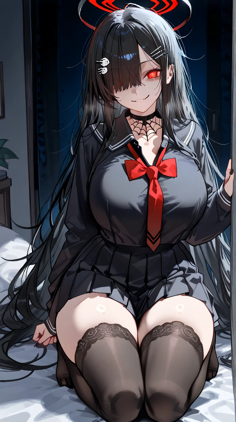 high quality、high resolution、High Depiction、Inside the inn、One Woman、Wearing sleeveless knitwear、（（The woman is having sex in the cowgirl position）、Mole around the eye、Are fat（1.6）、Wet（1.4）、Drooping eyes（1.9）、The corners of the eyes are fished out.、Crimson eyes、Saggy breasts（1.9），Big Breasts（1.9）、Long Breasts（1.9）、Breasts are shaking violently up and down、（White and、Black Hair）（Straight Hair、long hair、Twin tails、slippery head、Wetた Hair、Silky Hair）、smile、（（（Angle from the feet）））　　（（（One Black Man）））、（Big penis in pussy）、（A man is having sex standing up）