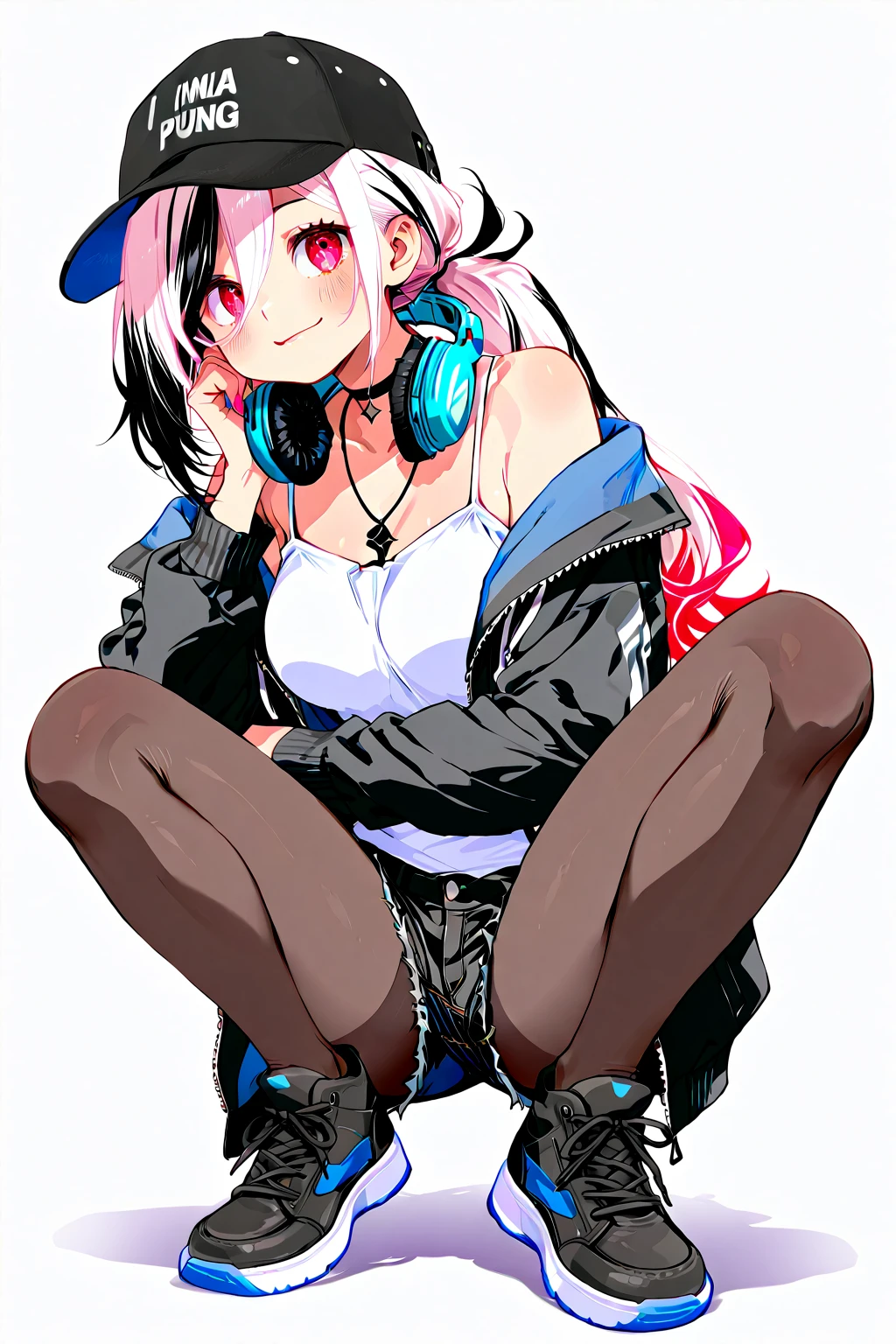 Cool girl, belly button exposed, thin legs, calf-length socks, boots, wrapped around tentacles