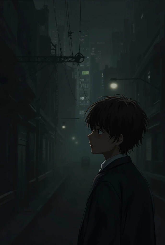 clinging to a lamppost, (anime), bizarre scenario, Junji Ito, Yusuke Murata, black and white, 8k, anime, horror