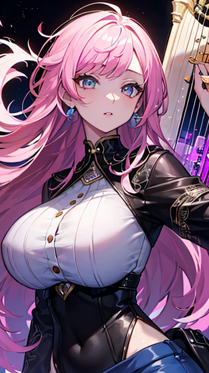 prety woman, sparkly eyes, False lashes, Pink lips, A smile, large full breasts, a miniskirt, Cute clothes, Thumb and four fingers, Anatomically correct fingers, detail portrayal,
