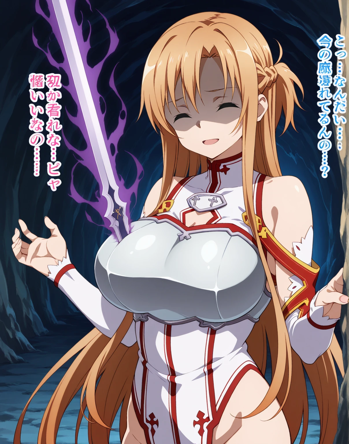 Naked Asuna yuuki. Big boobs and hairy pussy. Musclar and abs. Sword art online art . Stable diffusion