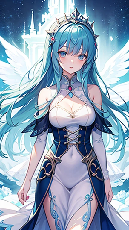 White clothes，wing, Highly detailed, Floral clothes，Elf Girl, Female magician
