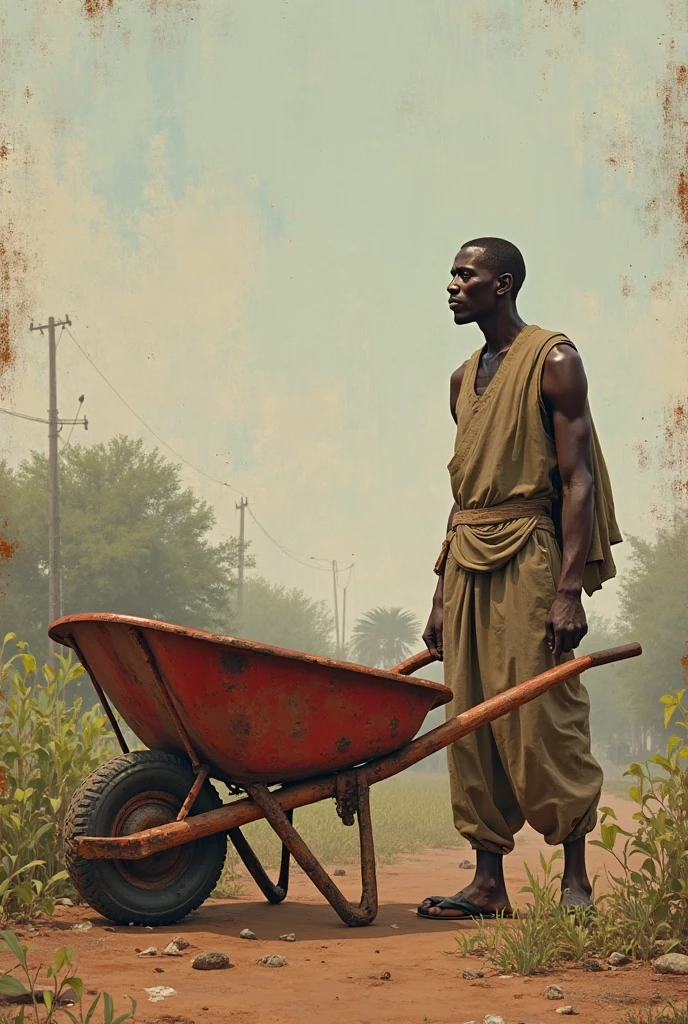 there is a man holding a bag and a carrot in his hand, single bangla farmer fighting, holding scimitar made of bone, man holding spear, selling his wares, 4 0 years old man, holding a goat head staff, help me, with hand crossbow, playful peasant man, wearing loincloth, man with scythe, holding a spear, indigenous man
