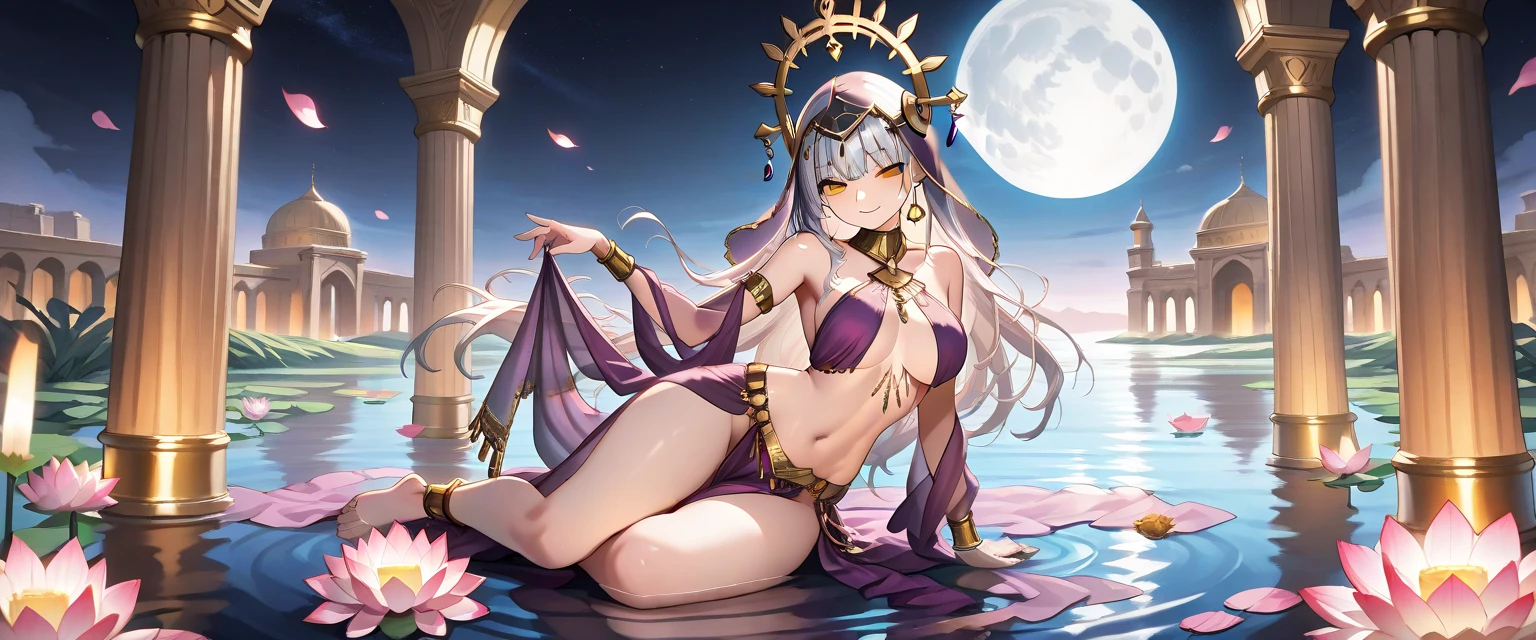A high resolution, HighestQuali, illustration, Cinematic light, Ultra detailed, Detailed face, (Detailed eyes), Best quality, ultra - detailed, Masterpiece, (Detailed face),1girll, Girl, White hair, Purple eyes, highest details, glowing light eyes, medium breats, sit on a bed, Sitting, Bed, window, Night sky, Lake outside, Moon, full moon, back lit lighting, Light rays, (High contrast), (Colorful),teens girl,a color,Long gradient hair,Heteropupil(Random),Take off your top,Strip your upper body(effect),revealing her belly,Tattooed with,best qualtiy,tmasterpiece,Extremely refined and beautiful,extremely detaile,8K,finely detailled,Take off your skirt,Strip your lower body(effect),Exposing female genital organs,Show long legs,Super camel toes,Hand optimization,Attention to detail,White matter of the skin,Shiny,Full Body Sweat,Lots of sweat,Adulterated,Liquid milk,an female genital organs,Milk liquid flows out