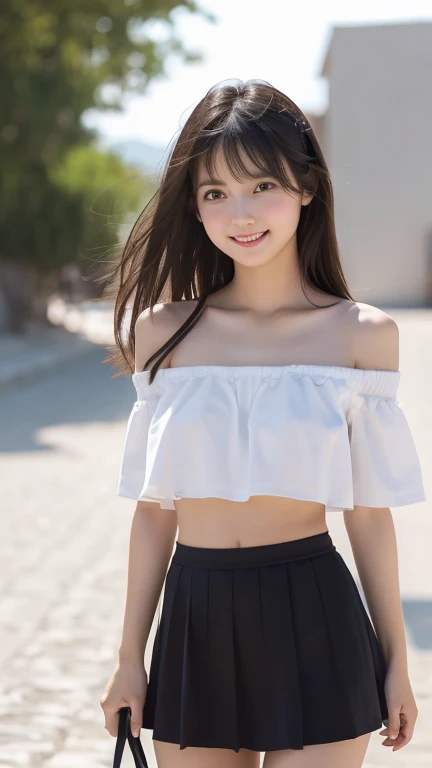 (masterpiece, highest quality:1.4), Award-winning portraits, 8k, 85mm, alone, Beautiful Face, Delicate girl, (Cheerleader、On the grass), Sophisticated, cute, 15 years old, RAW Photos, Confused, High resolution, Sharp focus, Background Blur、(((flat 、thin and delicate body、Childish atmosphere)))、shiny semi-long hair、ponytail、Mole on the left cheek、 Dark blue eyes、the skirt is swaying in the wind、Hair swaying in the wind、sexy、flexible legs
