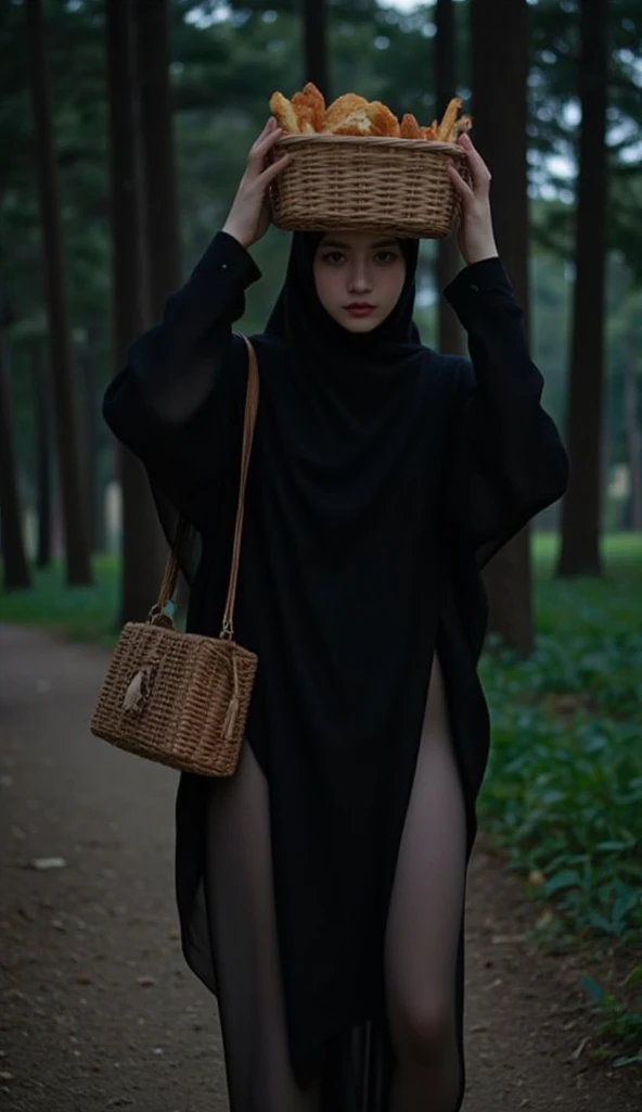 Highest quality,photograph,live-action,whole body,1People Women,Beauty,Beauty,Blonde,Long Hair,Sister,Nuns,Monastic uniform,Black clothes,Big Breasts,Upper breast,Floating nipples,White skin,barefoot,Belly button,Hips out,Hip joint,face,whole body,Standing posture,Upper Body,face出し,Slender,slender,White legs,Beautiful feet,Expose,forest,Expose狂,transformation,Ample breasts