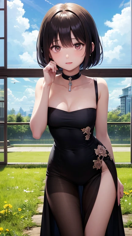 masterpiece, highly detailed, best quality, 1girl, solo, Luna, black hair, red eyes, blunt bangs, black clothes from the middle ages