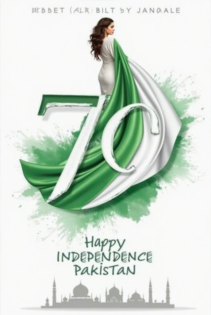 1. Color Scheme
Primary Colors: Green and white, reflecting the Pakistani flag.
Accent Colors: Use shades of gold or silver for a touch of elegance and to highlight key elements.
2. Background
Flag Motif: A subtle watermark or faded version of the Pakistani flag in the background.
Abstract Design: A modern, abstract pattern with green and white gradients to add depth.
3. Central Image
Flag Icon: A prominent, stylized depiction of the Pakistani flag.
Symbolic Imagery: Consider incorporating iconic symbols like the crescent moon and star, or a silhouette of the Quaid-e-Azam's monument.
4. Text Layout
Main Text: “77 Years of Freedom, Unity, and Progress” should be bold and large. Use a clean, modern font.
Subtext: “Pakistan Zindabad!” can be placed below or beside the main text in a smaller, yet equally clear font.
Placement: Ensure the text is centrally aligned for visibility and impact.
5. Additional Elements
Borders or Frames: A thin border in gold or silver to add a touch of sophistication.
Decorative Elements: Include subtle graphic elements like stars or rays to enhance the celebratory feel.
6. Design Style
Modern and Clean: Keep the design uncluttered to ensure the message stands out.
Festive Touches: Add elements that convey celebration, like confetti or fireworks in the background.
Example Layout:
Background: Green with a faded flag pattern.
Central Image: Pakistani flag or iconic symbol.
Main Text: “77 Years of Freedom, Unity, and Progress” in a large, bold font.
Subtext: “Pakistan Zindabad!” in a smaller, complementary font.
Additional Elements: Thin gold border and celebratory graphics