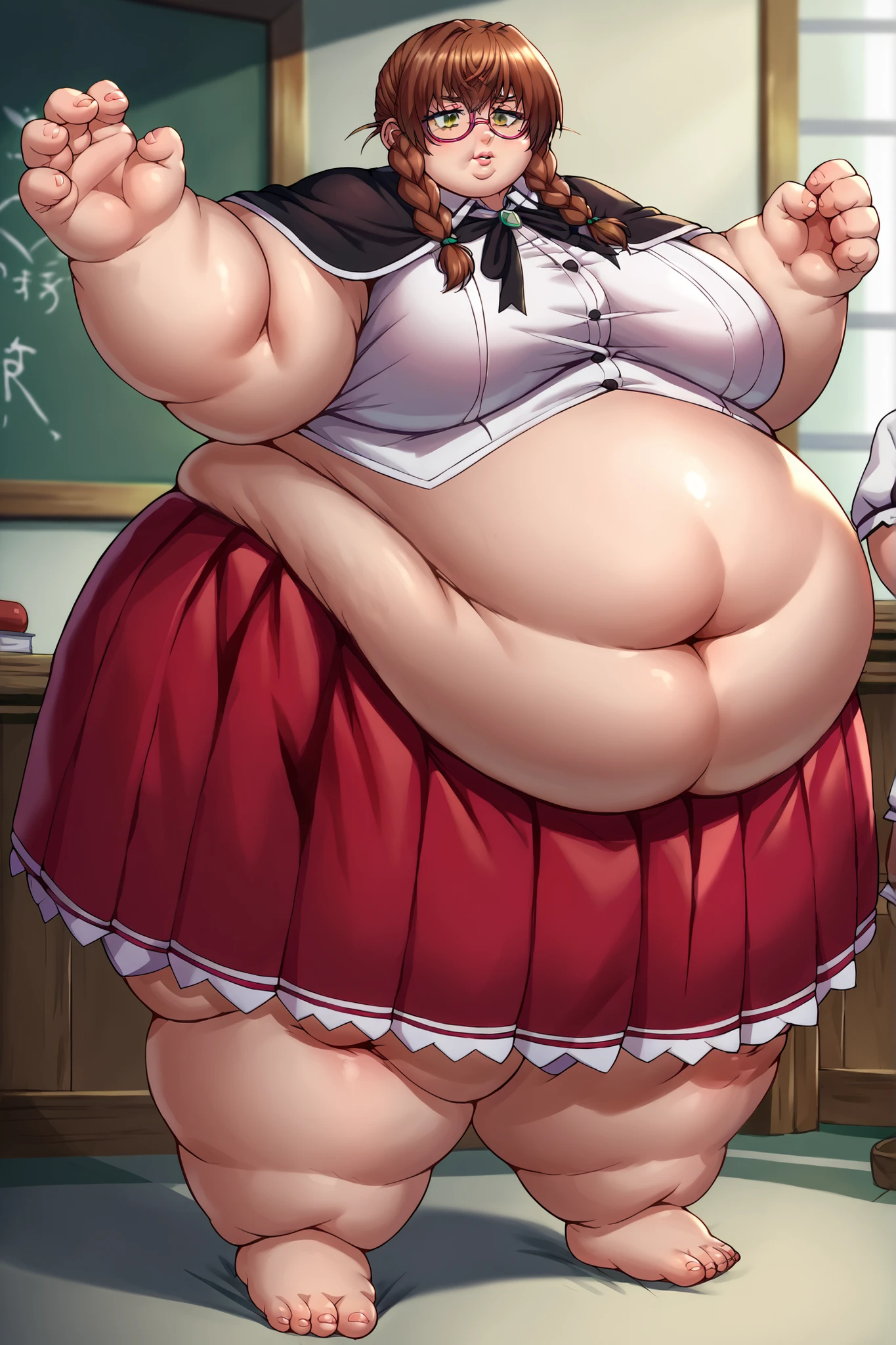 One Girl,Precise five fingers、{Knee-high socks}、(((Wide Hips)))、 (((Plump thighs)))、((Big Ass))、(Big Breasts) Embarrassed look,Short Stack、whole body、Sexy pose。Mini skirt cheongsam