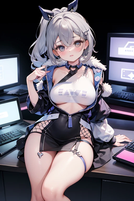 Highest quality、Super detailed high resolution Unity 8k wallpaper、Detailed perfect anatomy horny NSFW (((my wife))) ((Public indecency)) Beautiful breasts, beautiful areola, easy-to-birth buttocks, voluptuous breasts Perfect body (((Hollow Eyes))) Gray Hair ((Hypnotic rape)) drunkenness happiness Estrus (cyber punk huge server room) Video streaming