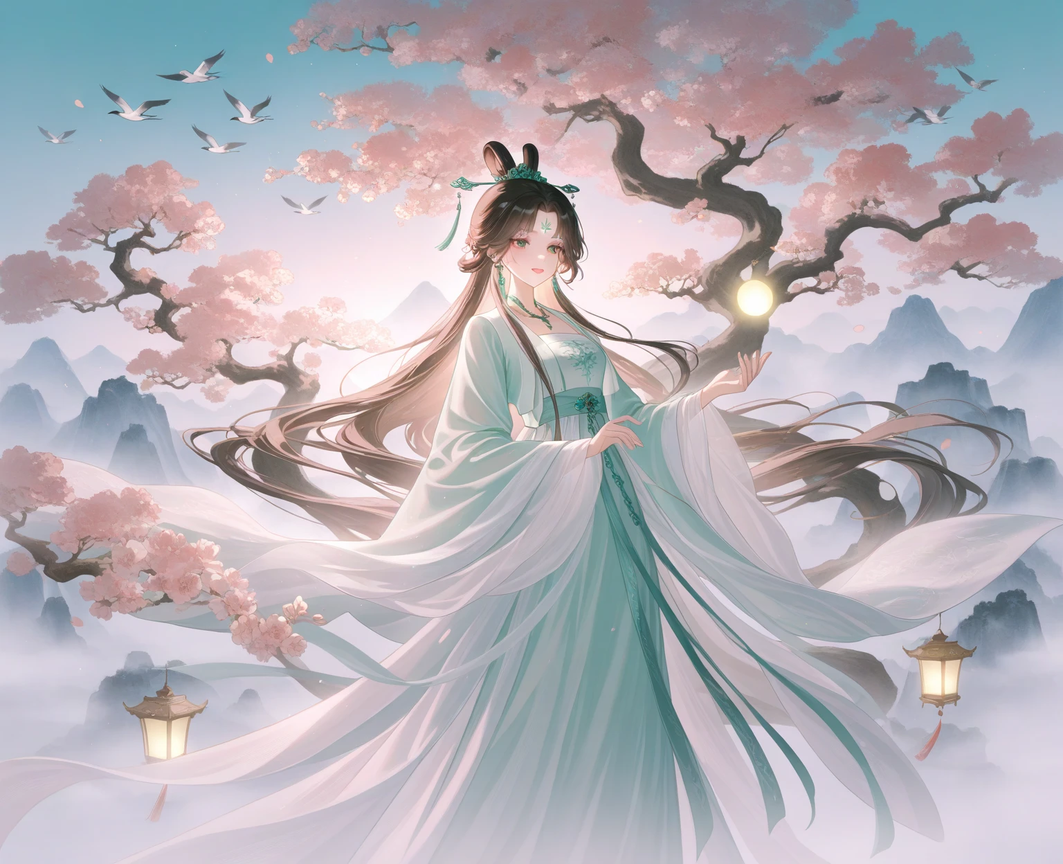 Full body shot cute woman wearing old style dress is in charming hidden fantasy square, bohemian paradise, elevated walkways connecting buildings like tree branches, iron and magic, potted flowers are placed on the balcony of each house. stunning cinematic --ar 3:4 --q 2 --c 10 --v 5.1 --auto --s2