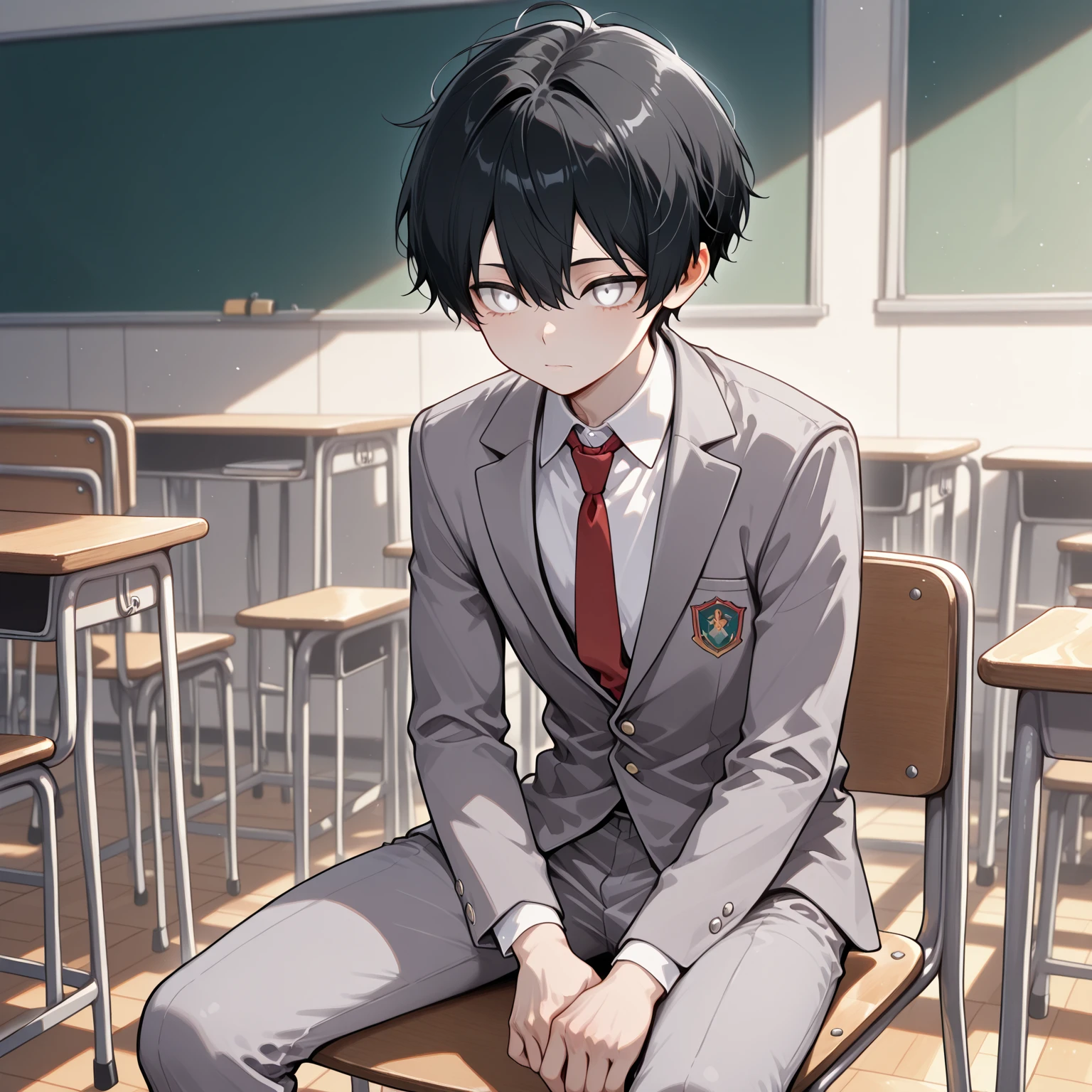 best quality, HDR, Extremely detailed face, (detailed (boy hair, boy face, boy cloth)), young man, (wearing black glasses), (black hair), (short hair), (black eyes), (full body), ([(boy bodysuit):(blue schoolboy uniform):0.1]) <lora:tentacle_clothes:1> (tentacle clothes:1.0), tentacles, tentacle sex, kneeling, (panic:1.2), (tear:1.2), (open mouth), (hands on clothes), (in classroom)