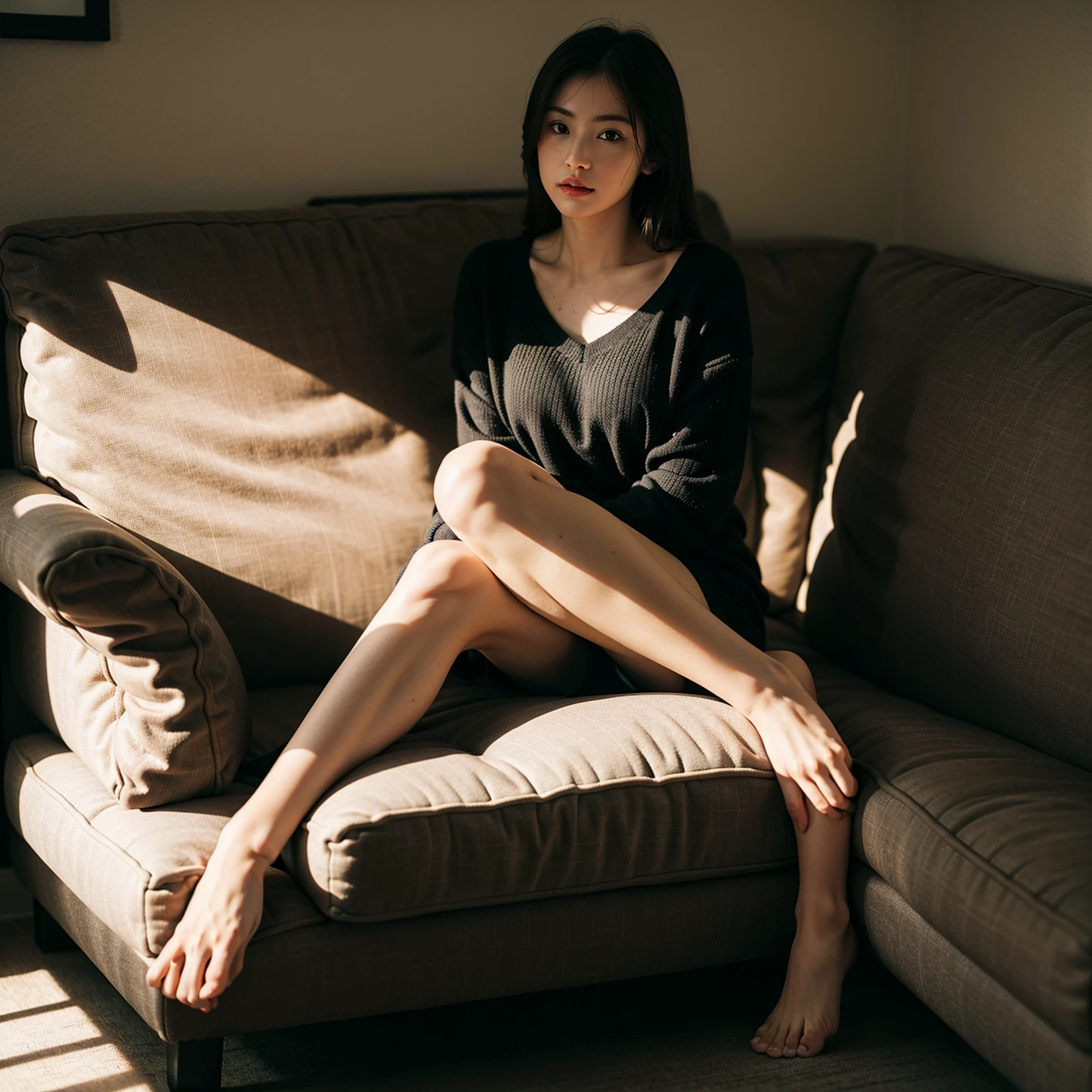一个亚洲??小美女，Realistic, RAW photo, dslr, soft lighting, film grain, Fujifilm XT3, Screen Space Refraction, high detailed skin, natural skin texture,