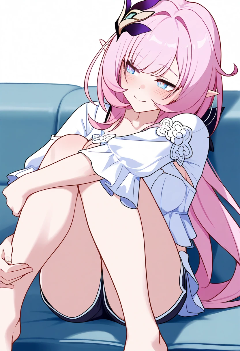 ((masterpiece, highest quality)), Cat ear, shorts, room relaxing, sitting