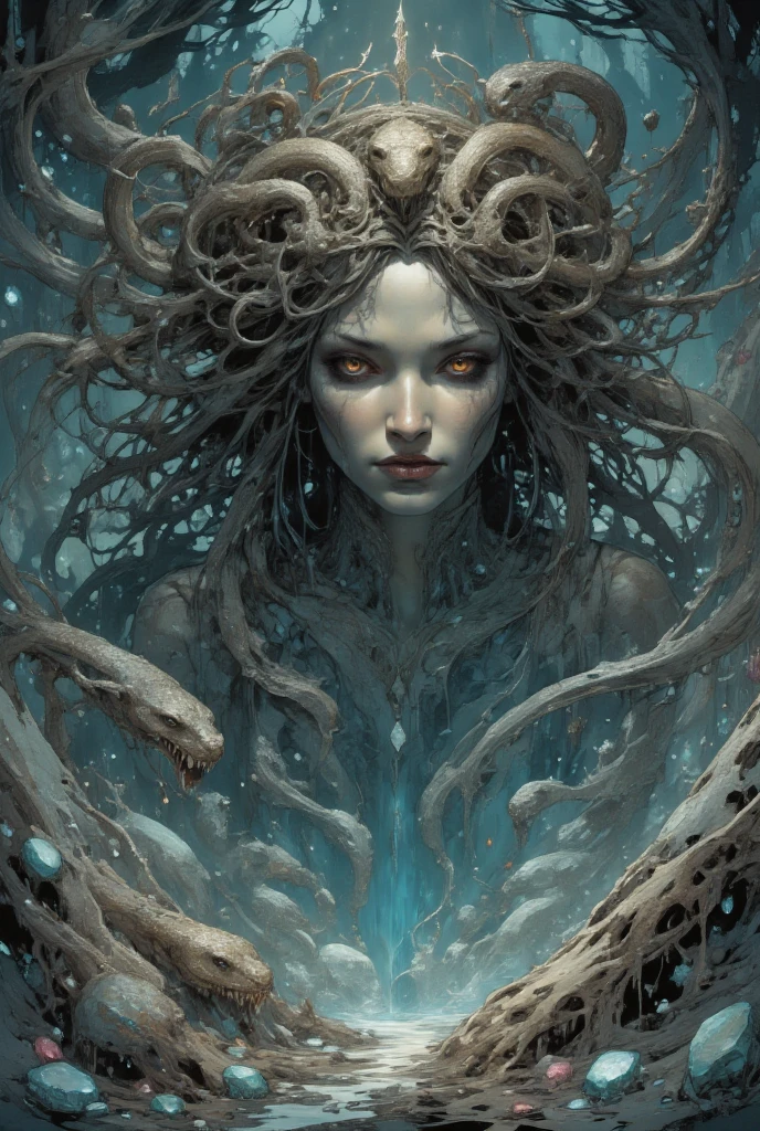 The abyss of the ocean, lovecraftian inspiration, Lovecraftian fear of depths, Lovecraftian atmosphere, lovecraftian, tentacles, eyes looking from the abyss