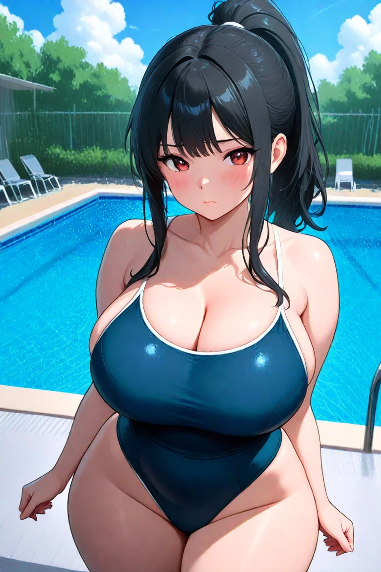 An anime-style artwork depicting acheron from the game Honkai star rail.
Tags: acheronhsr, anime, detailed eyes, detailed lips, (micro bikini:1.4), smiling expression, intense gaze, glowing emblem on hand, dynamic pose, outdoor, pool, vibrant colors, digital art, high-resolution, professional quality, gigantic breasts, (underboob : 1.4), curvy, cowboy shot, (gigantic breasts: 1.4), (red eyes: 1.4), (black hair: 1.6), short hair, curvy ass, (big butt : 1.4), (bubble butt : 1.4), from behind, back view