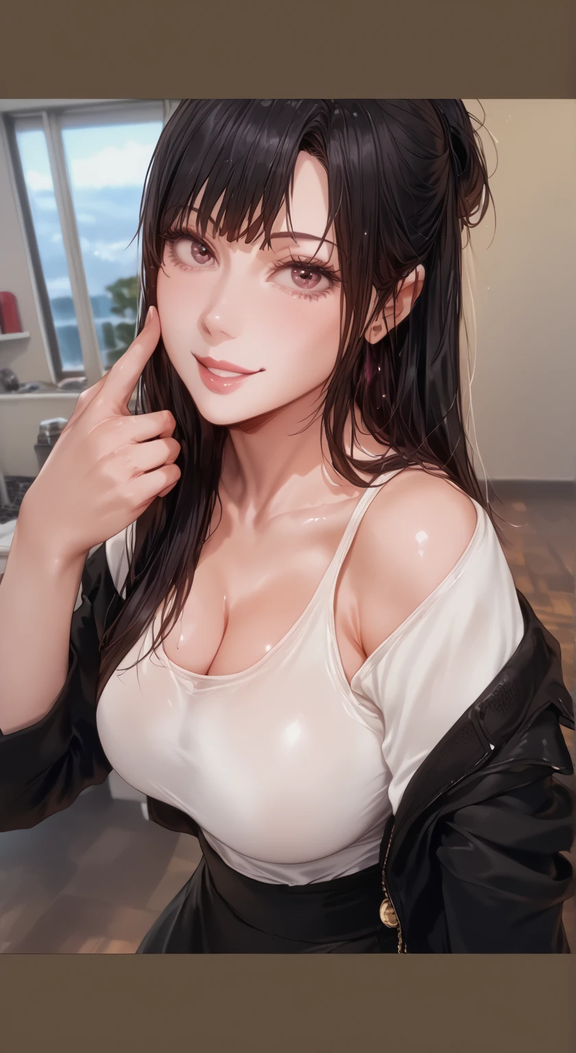 ((highest quality)),(realistic:1.2),(1girls:1.2),20yo, (voluptuous:1.2), (smile, laugh, happy:1.2),(sexy:2.0),(mini dress),(off shoulders),(open breasts:1.0)