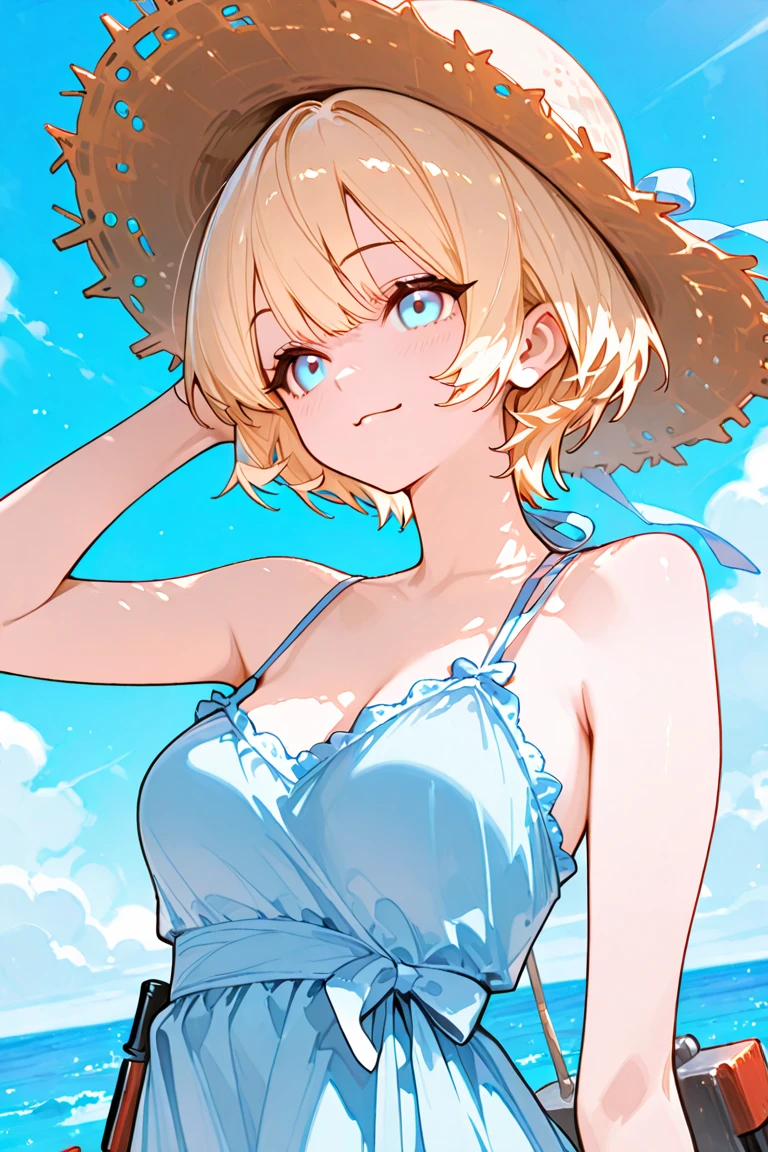 score_9, score_8_up, score_7_up, score_6_up, score_5_up, score_4_up, Ashley Graham, blue eyes, blonde hair, short hair, large breasts, mature woman, 1girl, short_hair, blush, blue_eyes, brown_hair, lips, purple_hair, solo, venus bikini, fortune bikini, jewelry, bare shoulders, night, beach, outdoors, POV date, collarbone, blushing, shy, cute, looking at viewer shyly, fetallio hand sign, lewd expression, perky breasts