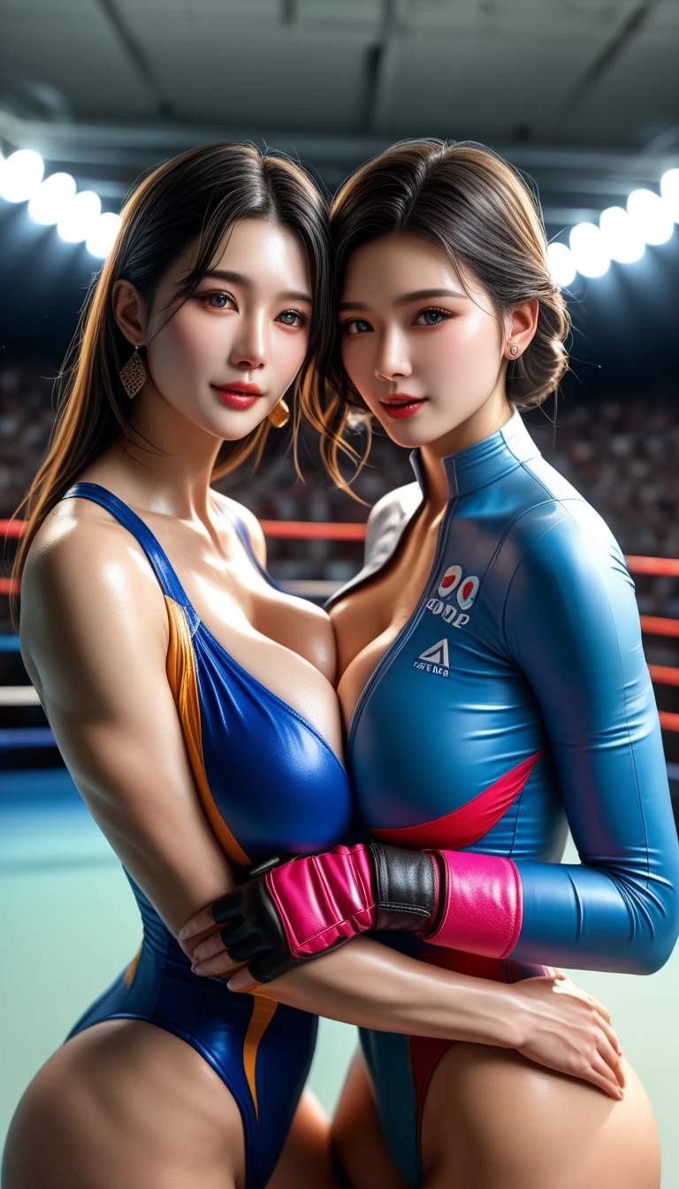 ((Unreal Engine 5)), Realistic Rendering, Excellent, (sexy skimpy bikini:1.3), looking on camera, (standing:1.8), beautiful face, makeup, CGImix, (photorealism:1.2), ultrarealistic uhd face, (huge soft :1.5), (muscle abs:1.3), (big butt:1.3), (wide hips), (thick thighs), slim waist, hourglass figure, half body, ((glowing skin)), ((shiny skin)), Realistic body, ((she )), ((clean skin)), photorealistic, bokeh, motion blur, masterpiece, highres, 1080P, super detail, textured skin. Boxing, women boxing, boxing gloves