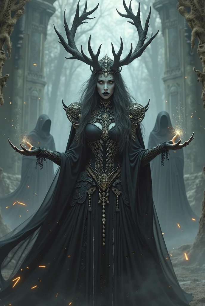 In the center of the image, a man is in the midst of being transformed into a female anthropomorphic rat by a beautiful witch. The witch stands tall, with her arms outstretched, casting a spell that is causing the man's body to change. He is on his knees, his body contorting as he transforms into his new form. His clothes are torn and shredded as his body changes shape, and his features are elongating into those of a rat.

The background is a detailed representation of a dark and mystical forest, showcasing the environment where the transformation spell is taking place. The trees are twisted and gnarled, and the ground is covered in a dense blanket of mist. The sky is dark, with the full moon casting an eerie light over the scene.

The witch is a picture of beauty and power. Her flowing robes are adorned with intricate symbols and runes, and her face is serene, yet focused. Her eyes gleam with a supernatural light as she casts her spell. Her expression conveys a sense of otherworldliness, as if she is not of this world.

The overall feeling of the image is one of magic and transformation. The attention to detail in the man's transformation and the witch's spell creates a believable and immersive experience for the viewer. The dark and mystical background adds to the sense of otherworldliness, making the transformation feel all the more real. The combination of the man's transformation, the witch's spell, and the mystical background creates a dynamic and visually striking image that captures the essence of magic and transformation. --auto --s2