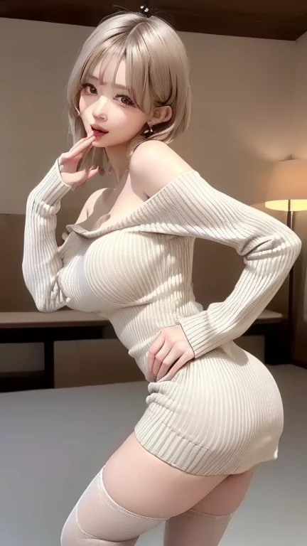 NSFW, ((Midnight, Best quality, 8k, Masterpiece :1.3)), Sharp focus, face close up, A pretty woman with perfect figure, ((black hair, small breasts)), (sweater, high socks, sitting), ((snow rain, rooftop)), Highly detailed face and skin texture, Detailed eyes, Double eyelid, smile