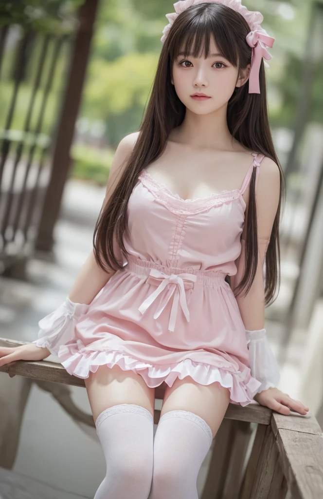 {Slender beauties of Japan}, high resolution, Qualidade Superior, Super Detalhe, pink swimsuit, Altura do joelho, Cunhas, detalhes finos, sem blush, morder, angle from top, pele limpa
