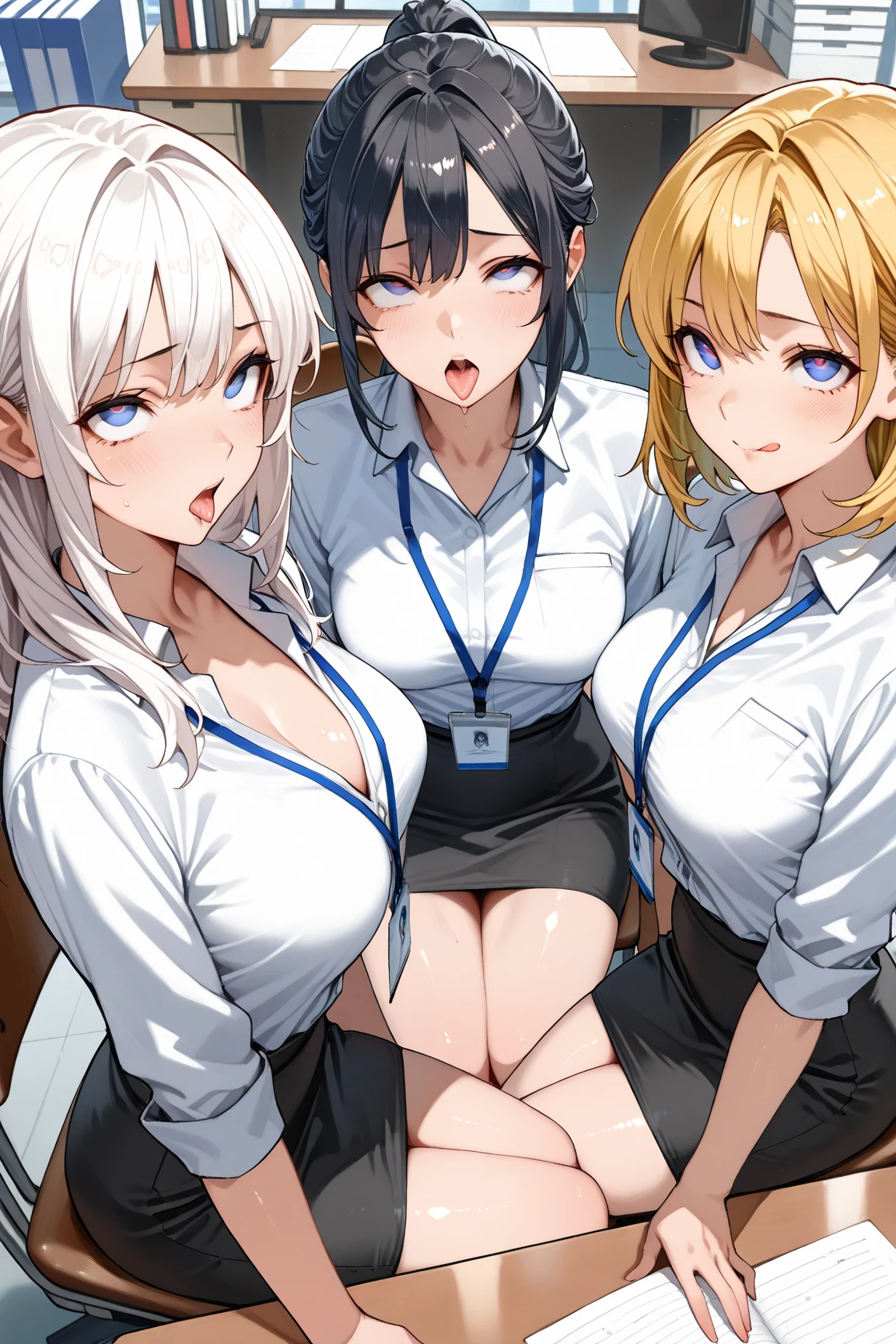 Anime Moe Art Style,Highest quality,High resolution,Anatomically correct,Multiple Girls,Mid-teens,color々Hairstyle,Super detailed,Big Breasts,Shiny skin,Beautiful Skin,A rich expression,colorっぽい表情,Naughtyな笑顔,high school girl,Office,blazer,Pleated skirt,Undress,Nipples are visible,sexy,Naughty,Eyes drawn in detail,8k
