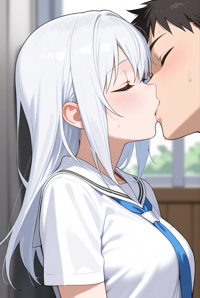 masterpiece, highest quality, 8k,nsfw, an anime character with blue eyes is giving some man a blow job, 1girl, elaina (majo no tabitabi), hetero, 1boy, tongue, tongue out, biggest penis, erection,testicle, {{{fellatio}}}, {{{deepthroat}}}, {{{{{put penis in mouth,}}}}} covered in semen,embarrassed,naughty expression,flushed cheeks,looking at viewer, cowboy shot, hand job, testicles grab, from side, faceless male, kneeling, catch head,