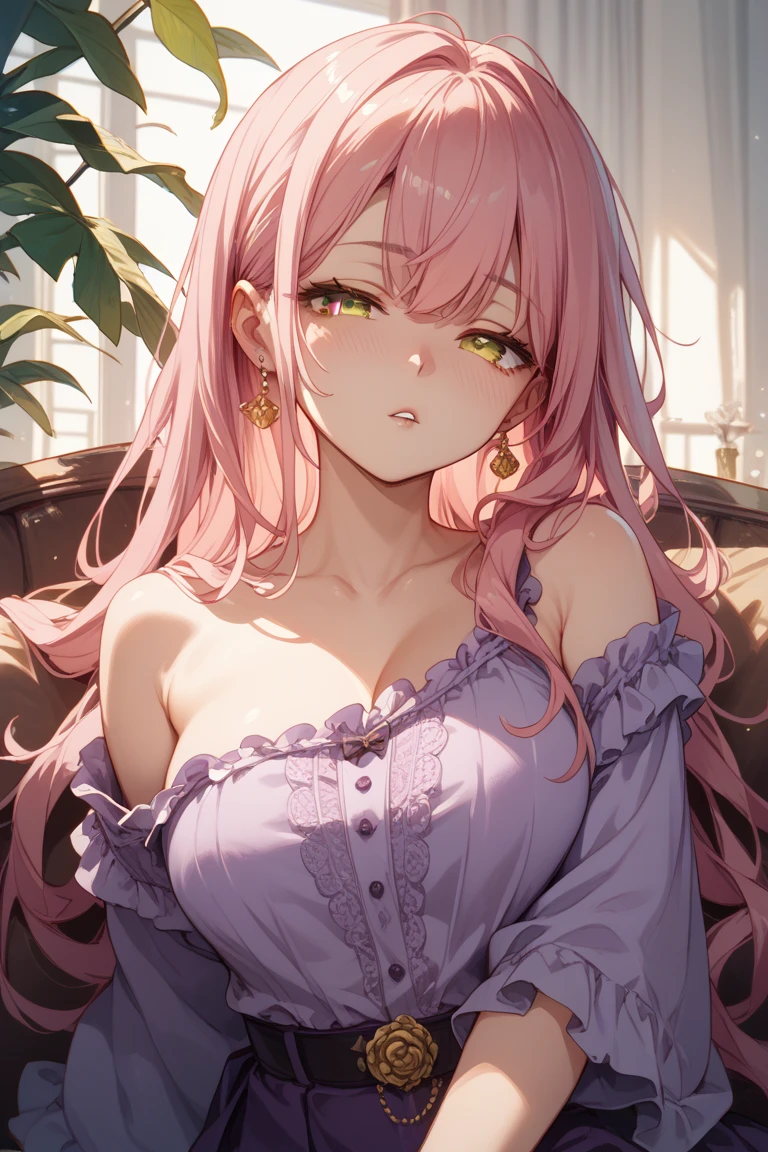 Highest quality、masterpiece、High sensitivity、High resolution、Detailed Description、Slim Body、pink hair、black dressed、