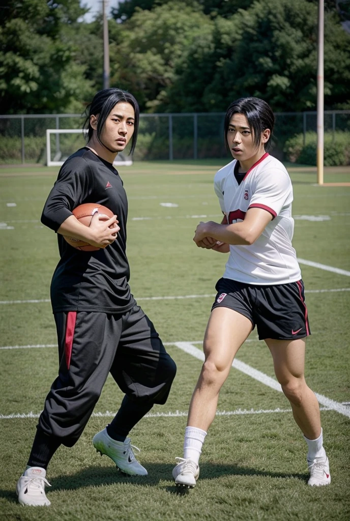 there are two women standing in a stadium holding a wounded man, there are two women standing in a hallway with a ball, [ realistic photo ]!!, in high-shine black down coats) fight, korean idol, girls are supporting a male athlete, girls are carrying a male athöete, girls are giving support to a male athlete, jiyun chae, official, kim jung gi style, park ji-min, kim jung giu, style kim jung gi, shin min jeong, kim hyun joo, professional sports style, jung gi kim, highlight, danila tkachenko, sergey krasovskiy, fan art, parody, edited, at the world cup, marat zakirov, true realistic image, fantasy!!!, inspired by Tibor Czorba, photo-shopped, sport, promo shot, digital photo