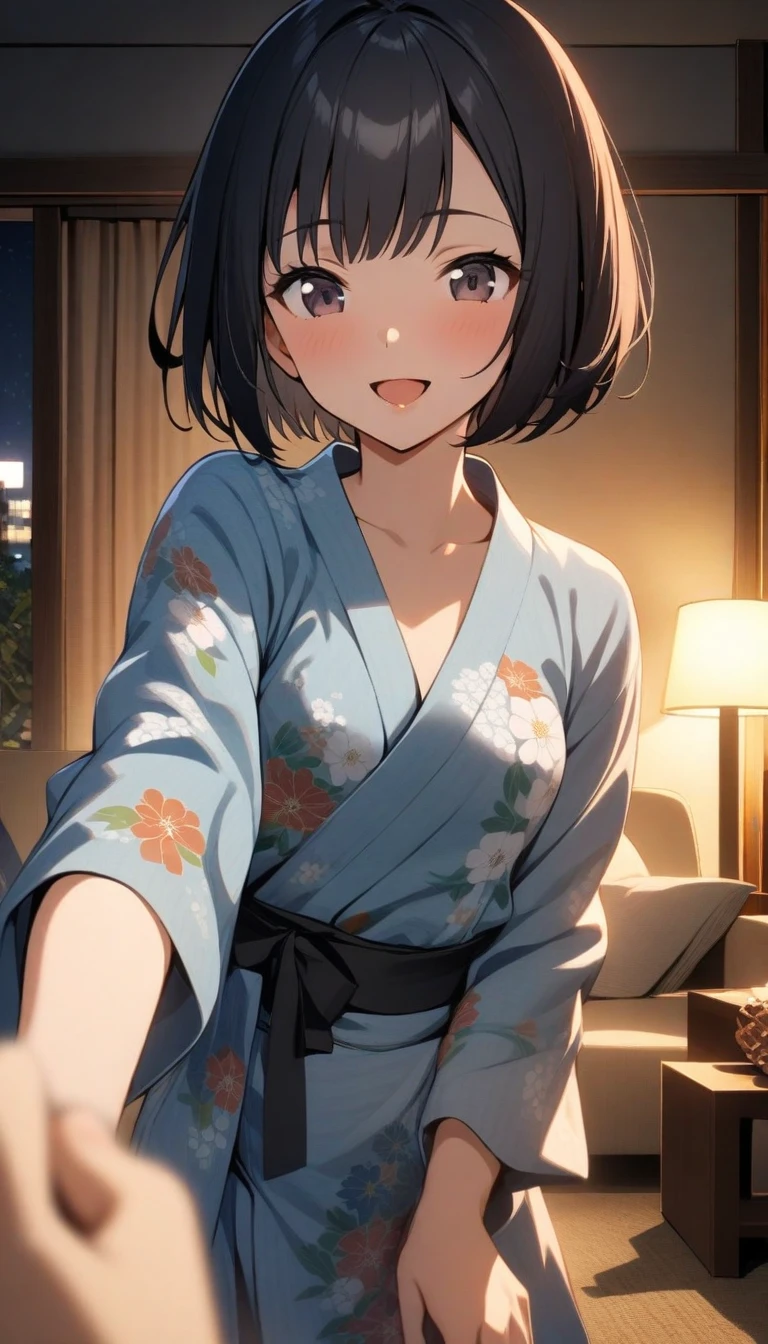 ((highest quality)), ((masterpiece)), (detailed), Perfect Face, night, whole body, yukata, underwear, futon,