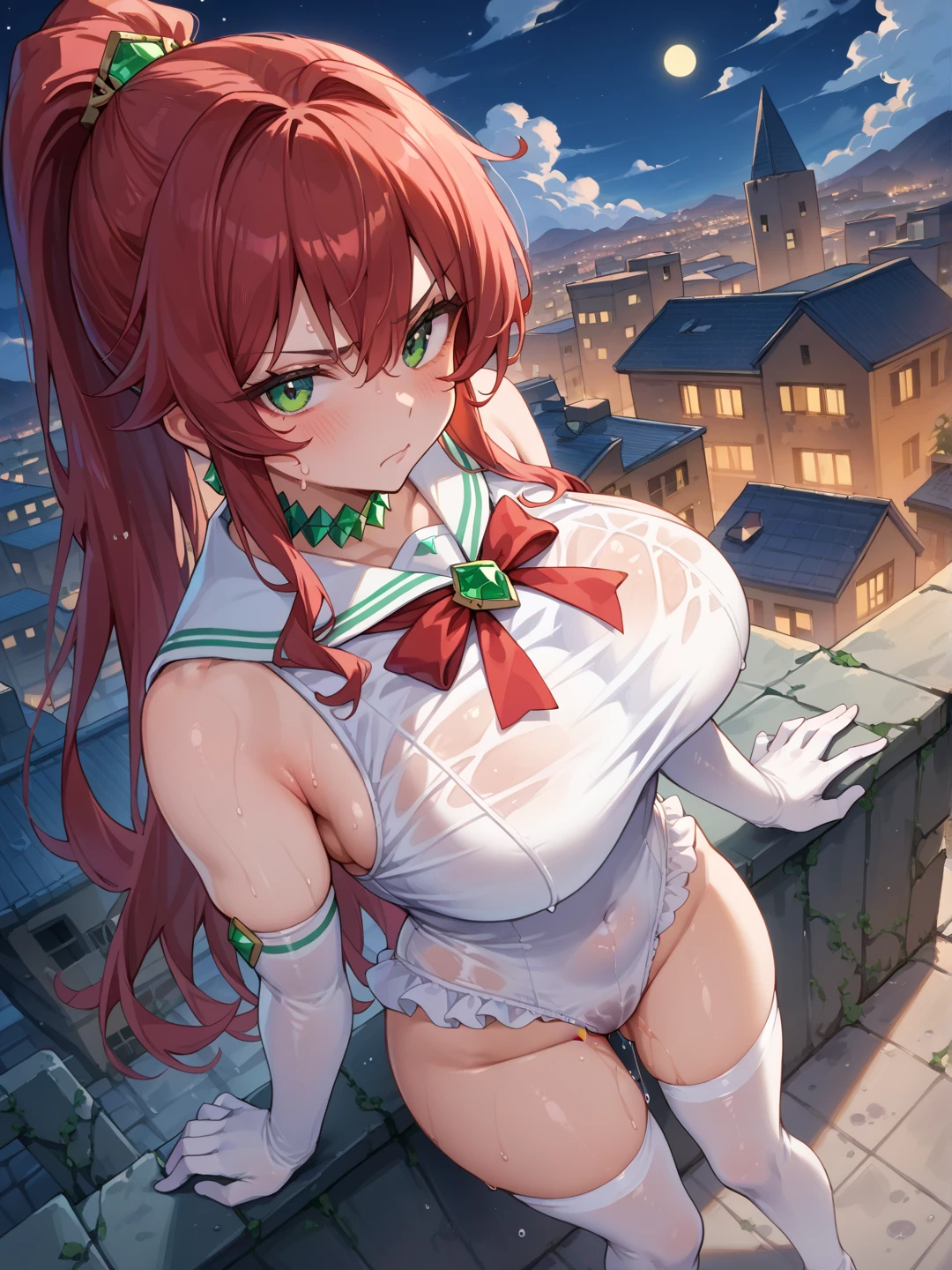 C.C.、Code Geass、upskirt、upskirt、upskirt、Green Hair、Voluptuous body、Plump thighs、Best image quality、A seductive smile、High resolution、masterpiece、super high quality、Spread your legs 、Red Bra、Red panties、とてもBig Ass、Blushing、4K quality、Sailor suit、Big Ass、Zoom in on the lower body、Wearing black knee socks、Pubic hair growth、Shooting from below、Blushed、Big Breasts、Embarrassed face