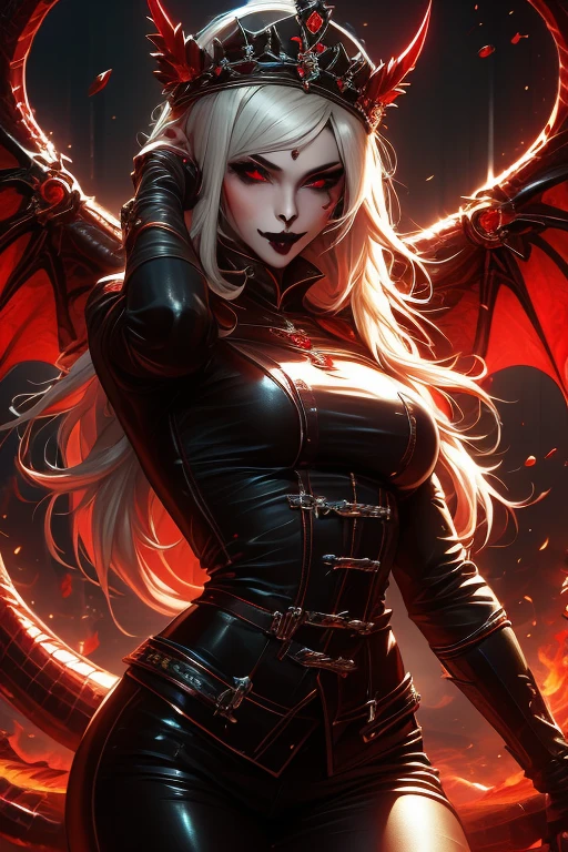 girl, demoness warrior, comprised of Antikythera mechanisms, dark, foreboding, dynamic action, dynamic motion, crouching, evil look, sexy, lowleg armour panties, claws, fangs, wings, busty,  demon tail, demonic armor, facepaint, bodypaint, red glowing eyes, combat stance, vibrant appearance, creative behavior, imaginative, sensual, spontaneous, highest quality, skin texture, intricate details, (cinematic lighting), RAW photo, 8k, under moonlight, nightmarish, full moon, firestorm, debris
