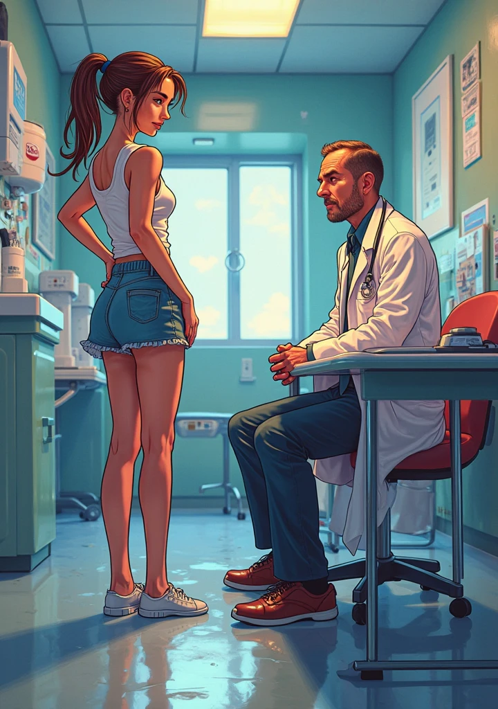 towel around breasts, (big giant enormous oversized massive huge colossal breasts:1.5), (gigantic sagging breasts:1.5), man staring, symmetric breasts, (cleavage)