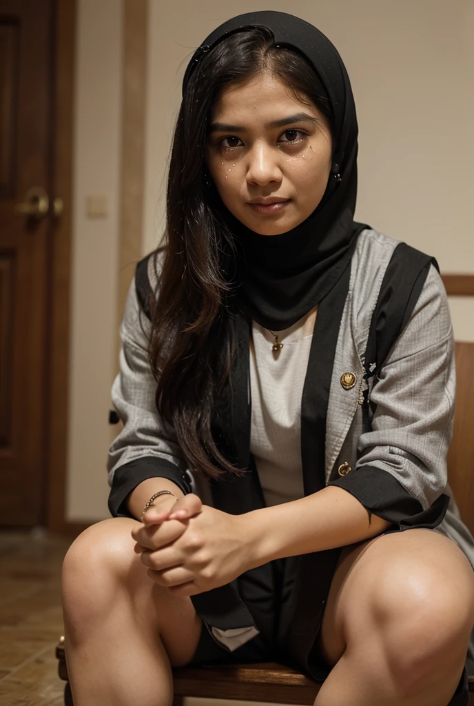 masterpiece, (ultra-high-definition portrait, vignet:1.4), Realistic, extremely detailed, CG unified, 8k, Clean lines, highly detailed, High-definition, raw color photos, Realistic portrait, Cinematic Light, Beautiful detailed, (1hijabgirl, indonesian:1.5), (165cm tall, big breasts with lips like she wants to kiss:1.5), Beautiful big breasts, breasts details, very tight, (Biggorgeous breast, Angry Face:1.5), (Angry Face, Big Breast:1.4), Close up of a girl in Beautiful clothes with errected nipple, biggorgeous breast, Soft smile, scarf, (Bombastic Side Eyes with curvaceous body:2), pose 4 of 1 6, ???????, No bra, (nipples that are clearly sticking out detail:1.2), Outdoors, high intricate detailed.