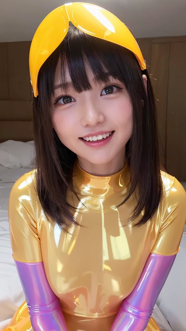 live-action female kindergartener Slime monster transformation Bunny girl Bunny girl服 whole body Inside the spaceship Multiple people Golden Rubber Dress