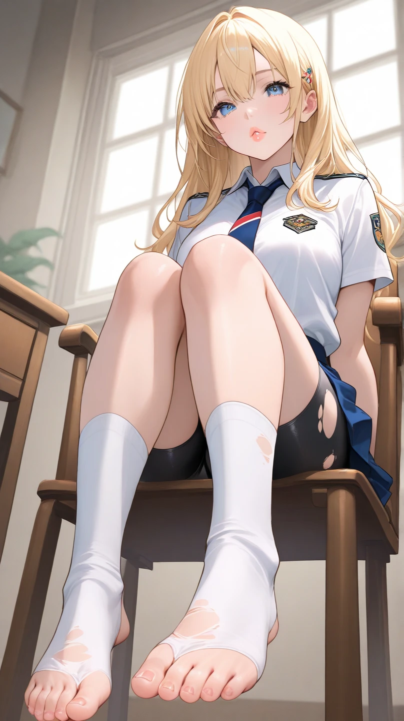 ((anime:1.25)),((best quality)), ((highly detailed)),(((sketch:))) extremely detailed face, beautiful face,((1girl)),((solo)),(shiny skin),(((full body))),(looking at viewer:1.25), hmtr, ((twintails)),((yellow hair,blonde hair)), ahoge, hair bow, red bow, collared shirt, ((white jacket:1.15)), (white bow), (long sleeves), ((frills,pleated skirt,black skirt:1.15)),(thick thighs),((skirt lift:)),(huge breasts),,(((pussy:1.35))),((bottomless)),((outdoors:1.25)),,,((park,bench:1.5)),((sitting:1.35)),((sit on bench:1.35)),((nose blush:1.22)),(angry,bad mood,:0.95),:o,, BREAK thighhighs,((white thighhighs:1.15)),,BREAK (dark brown footwear:1.15),,((spread legs:1.45)),(arms behind back:1.15)