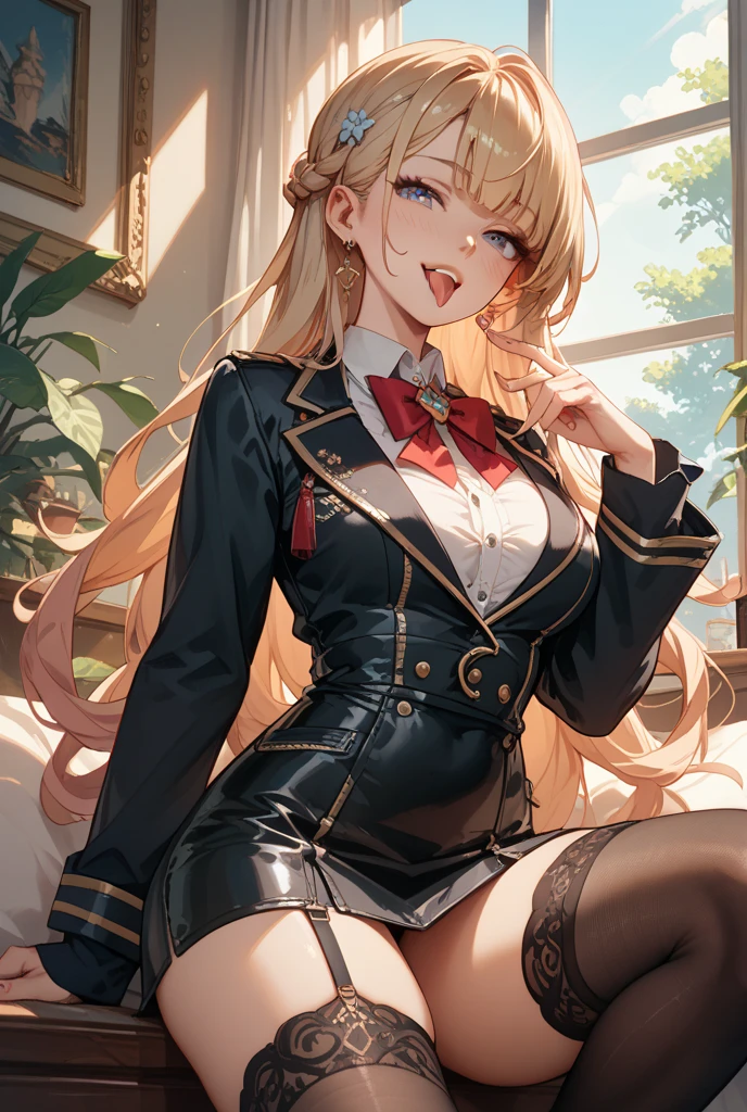 最high quality、best image quality、masterpiece、girl((20-year-old、 By becoming、vest bust、medium bust,wide open breast tea、shining eyes, blonde、long hair、thin,highest valley、ponytail、very short t-shirt、short belly skirt、Please bring a digital camera、smile、forward leaning movement、diamond earrings)),high quality、beautiful art、background((museum))、Flight、debris flies、Depth of written boundary、movie、visual art、perfect art、8k,genuine、